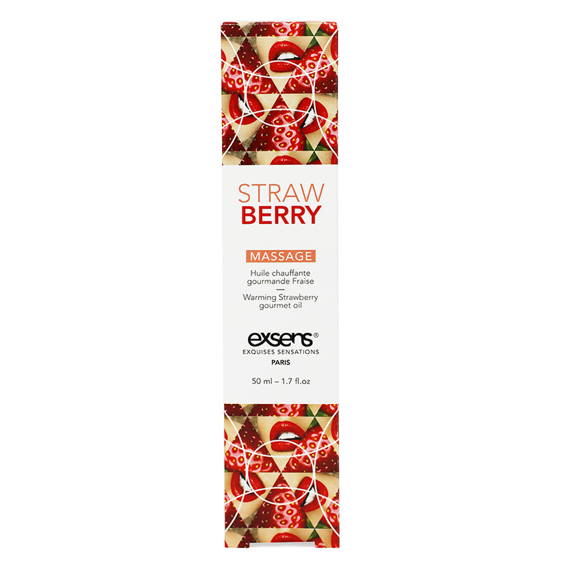 Exsens Warming Gourmet Massage Oil-Strawberry 1.7oz
