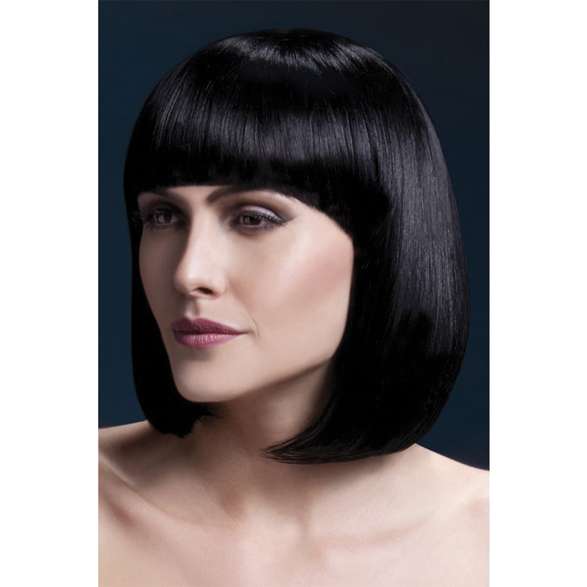 Fever Smiffys Elise Wig Sleek Bob With Fringe-Black 13"-Boxed