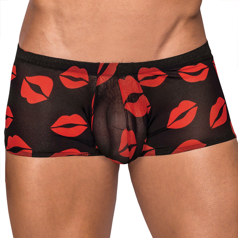 Male Power Kiss Me Mini Shorts-Black Medium-Boxed