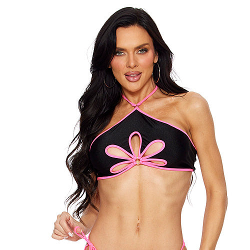 2434 HALTER CUTOUT FLOWER TOP